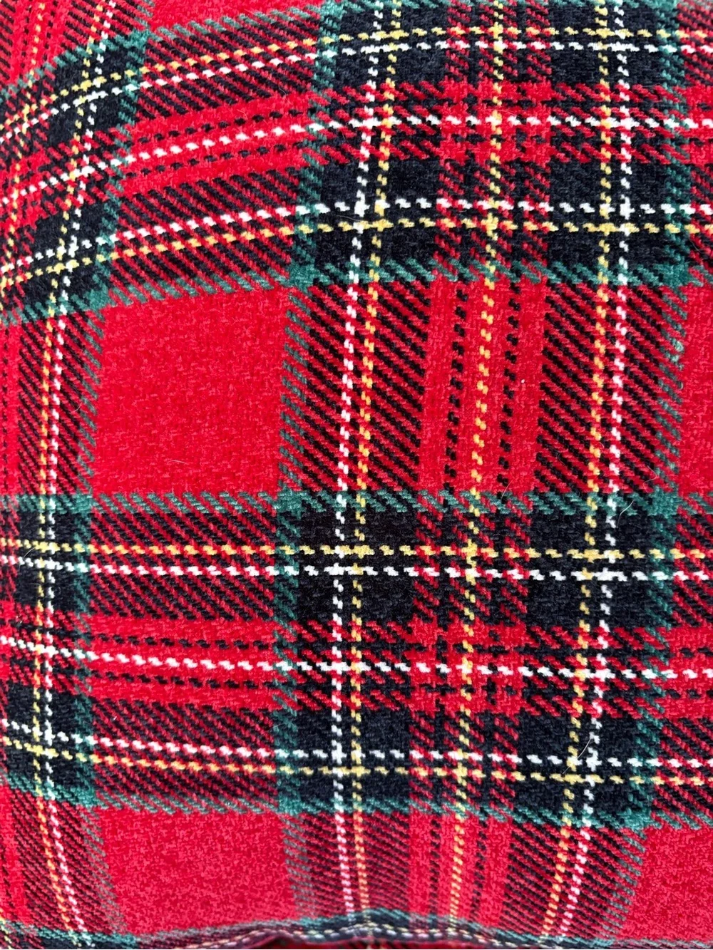 Brentwood Originals Christmas Holiday Plaid Throw Pillow Red Tartan 16”x16”
